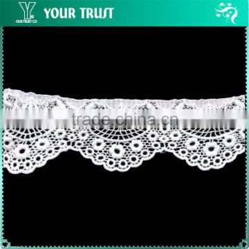 Width 6.0 Centimeter Wave Hole Flower White Polyester Trimming Lace
