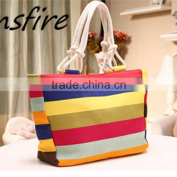 Women canvas tote handbag wholesale ladies tote hand bag simple design