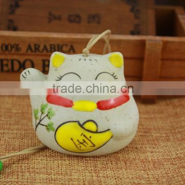 cute creamics cat wind chime decoration