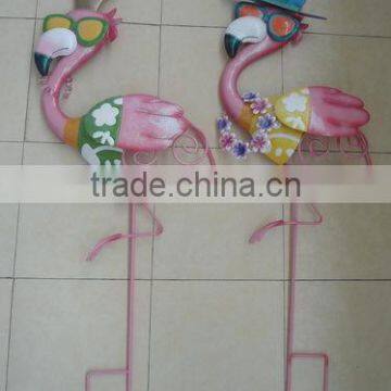 metal pink flamingo stake