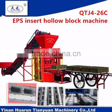cement block brick machine with poly styrene insert for heat insulation ( Huarun Tianyuan factory)QT4-26