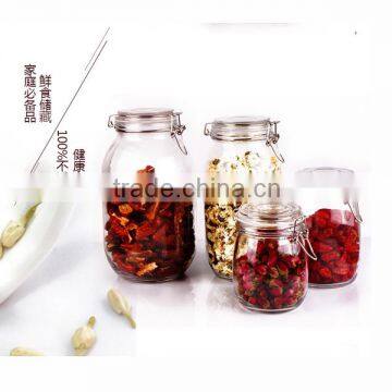 1L 1.5L 2.2L High quality glass storage jar/glass jar with metal clip/glass airtight jar