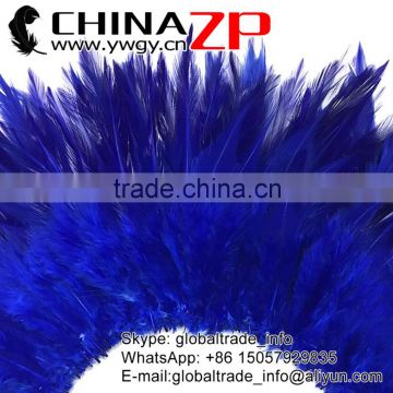 ZPDECOR Wholesale Bleached and Dyed ROYAL BLUE Strung Chinese Rooster Saddle Feathers