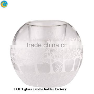 Round frosted white tree winter glass decor