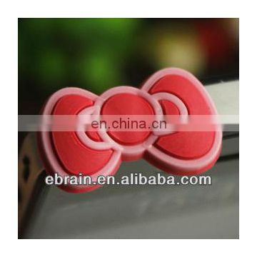 silicone bowknot shaped earphone plug,Fashion earphone Dust Plug ,promotional cartoon earphone plug