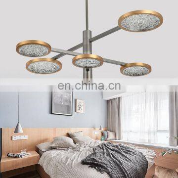 Zhongshan New Design fancy crystal gold brass modern led decorative chandelier ceiling light for bedroom