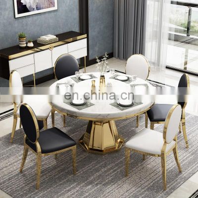 modern luxury round marble round table leather chairs dining room set furniture dining room sets