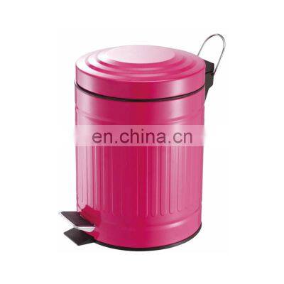 Kitchen Bathroom Roman Pedal Bin Embossed Soft Close  Trash Bin Powder Coating Stainless Steel Garbage Trash Bin