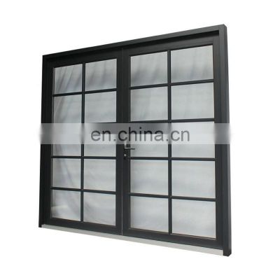 America standard soundproof and waterproof double gazed aluminum casement door with grill design exterior door modern