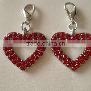 Wholesale Zinc Alloy Metal Heart Shape Charm Rhinestone Heart Pendant