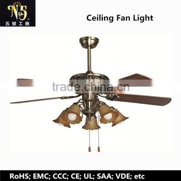 European Style Factory Outlets Ceiling Fan Light with LED E27 Lamp CE UL SAA VDE etc