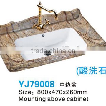 YJ79008 Chaozhou Ceramic Stone Pattern Counter top Cabinet Basin Bathroom Sink