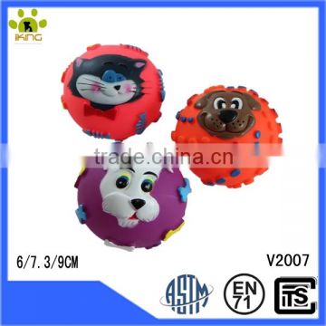 Animal faced pet vinyl ball toys,lovely pet toys
