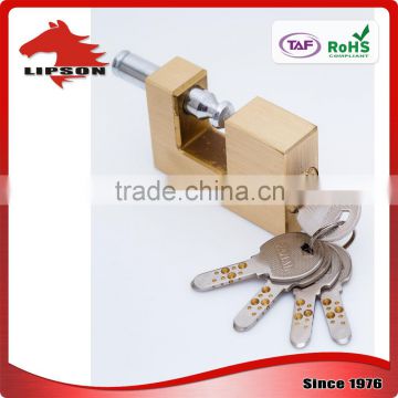 Lipson LS-200K series Hardened Steel Shackle kaba key rectangular brass padlock