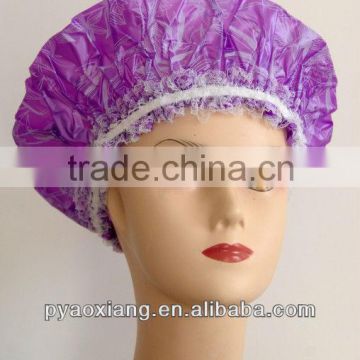 Factory supply best lace purple environmently friendly shower caps or hats for hotel and home,etc.