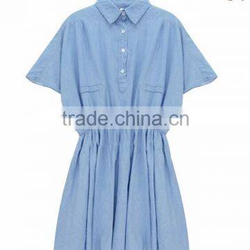 popular style denim shirts dress with batwing sleeves JXA074