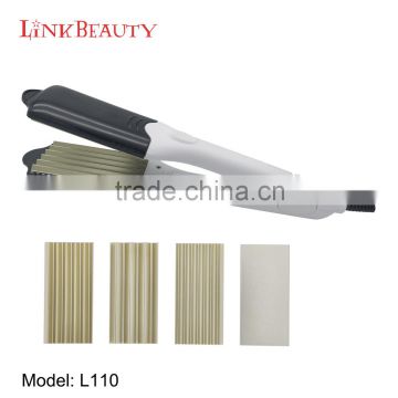Professional 4 Sets of the Changeable Plates hair crimper and straightener