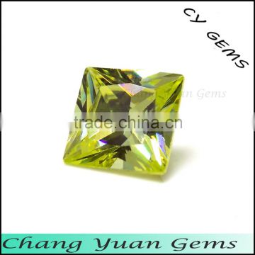 6x6mm Square Shape olive color zirconia gemstone