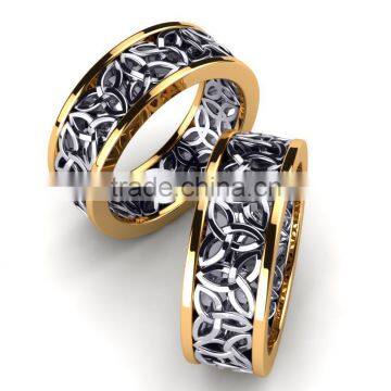 Nice elegant gold plated couple wedding band set fashion promise rings