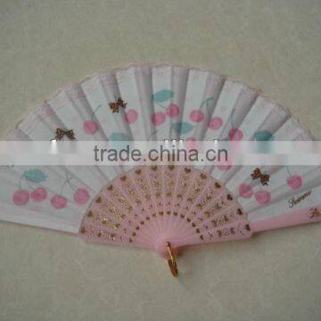 unique designed fabric with plastic folding fan