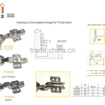 Hydraulic buffering concealed hinges with 40mm cup for thick door
