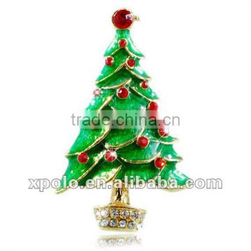 Exquisite Green Christmas Tree Model Alloy Corsage Brooch