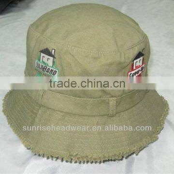 custom bucket hat with cut brim