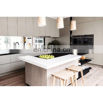 custom kitchen wall hanging cabinet with built-in microwave oven