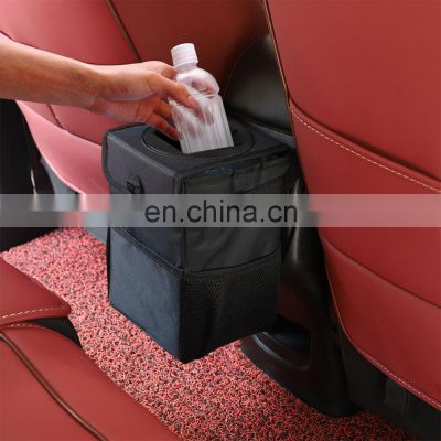 RTS Autoaby Waterproof Auto Organizer Garbage Storage Pockets Closeable Portable Car Trash Can