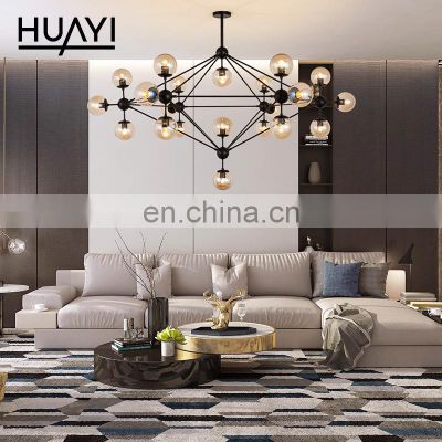 HUAYI Special Design Crystal Glass Lampshade Drawing Room Dinning Room Modern Indoor LED Chandeliers Pendant Light
