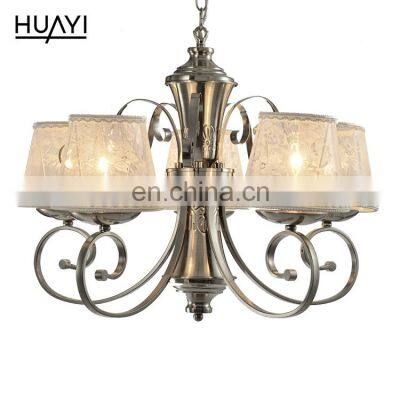 HUAYI European Style Modern Indoor Restaurant Metal Silver Hotel Room Decorative Chandelier Light