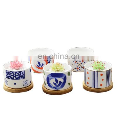 Wholesale Cylinder Design Small Cute Ceramic Succulent Pots Japanese Flower Pots Decor