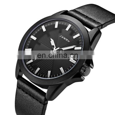 SINOBI Luminous Hands Index Watches Gentleman Classical Wristwatch S9804G PU Leather Watch for Man Daily Dress