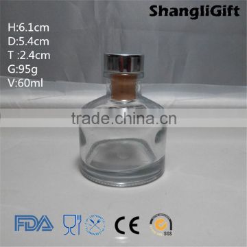 60ml Round Glass Bottle Aroma Reed Diffuser With Lid