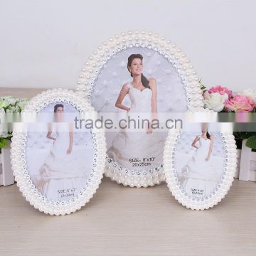 6 7 10 inch oval shape fashion pearl diamond white pearl metal photo frame For Wedding Decoratons Favors