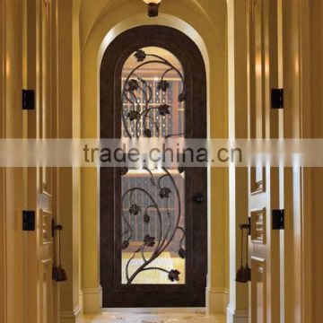 wrought iron wine cellar door with glass,pre hung