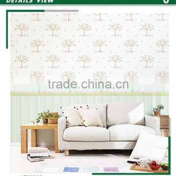 stocklot non woven wallpaper, vanilla yellow for kids tree wall covering for kids room , fireproof wall sticker maker