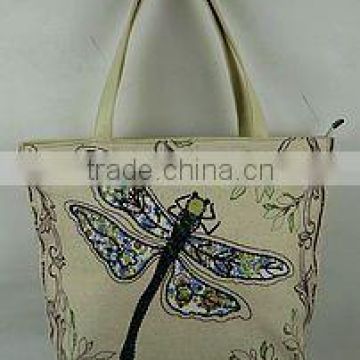Dragonfly embroidery tote bag