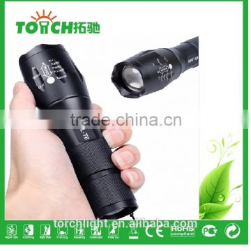 Rotate the focus zoomable wholesale E17 LED flashlight torch waterproof camping led lamp T6