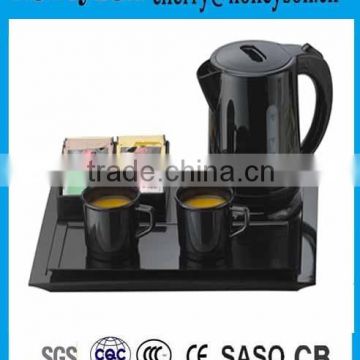 plastic kettle with service tray and sachet holder for guest room