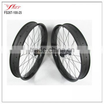 China fatbike wheel 26er 100mm carbon fat bike wheels 25mm width with Bitex FB hub 15 x 135mm 12 x 142mm