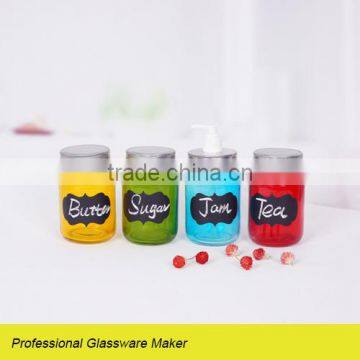 4pcs colored glass spice bottle with metal lid
