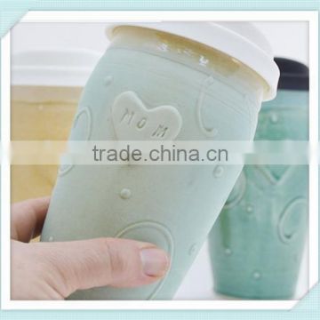 Mom Ceramic Travel Mug with Lid, Clay To Go Mug with Silicone Lid, , Mom Christmas Gift