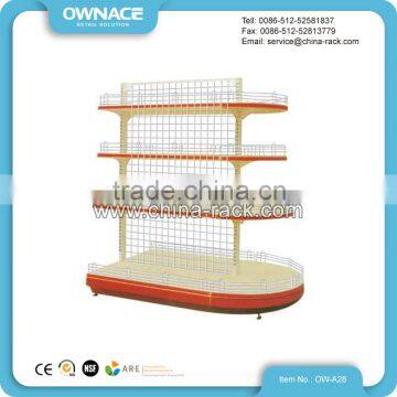 Half-round Wire Mesh End Rack for Double Sided Island Supermarket Gondola Shelf