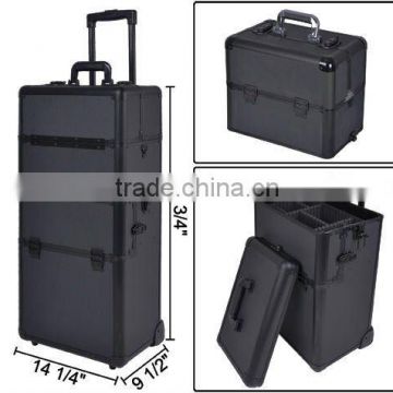 2in1 Rolling Aluminum Makeup Artist Cosmetic Train Case Hair Style Box Kit