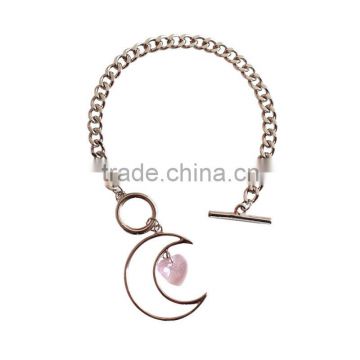 hollow moon heart crystal charms bracelet simple chain bracelet