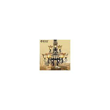 Clear Crystal Wrought Iron Modern Metal Chandelier for Villas / Home / Hotel Lighting