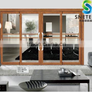 wood frames 02 tempered glass for partition sliding doors