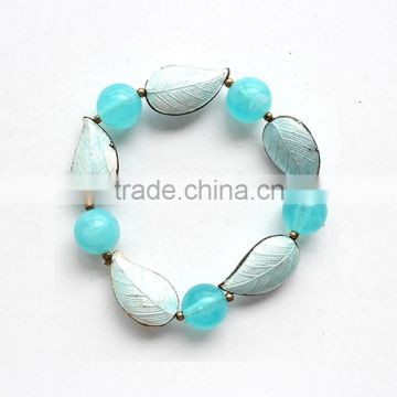 Stretch acrylic beaded bracelets leaf women fashion jewelry