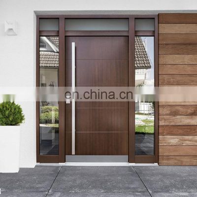 modern safety wood door design with glass solid wood pivot entrance front doors
